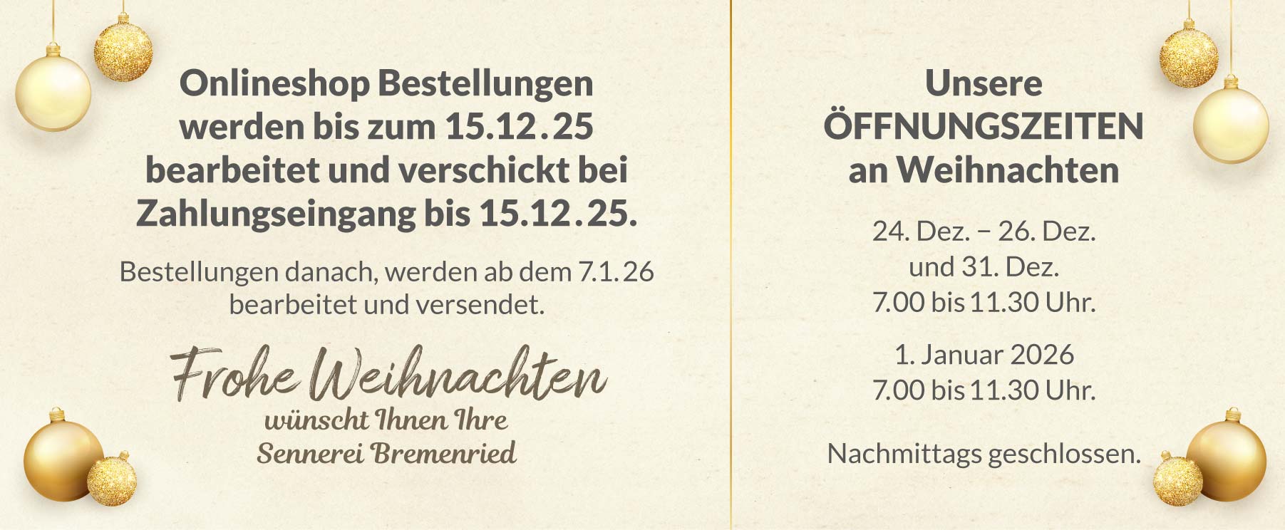 Sennerei bremenried PopUp Weihnachten